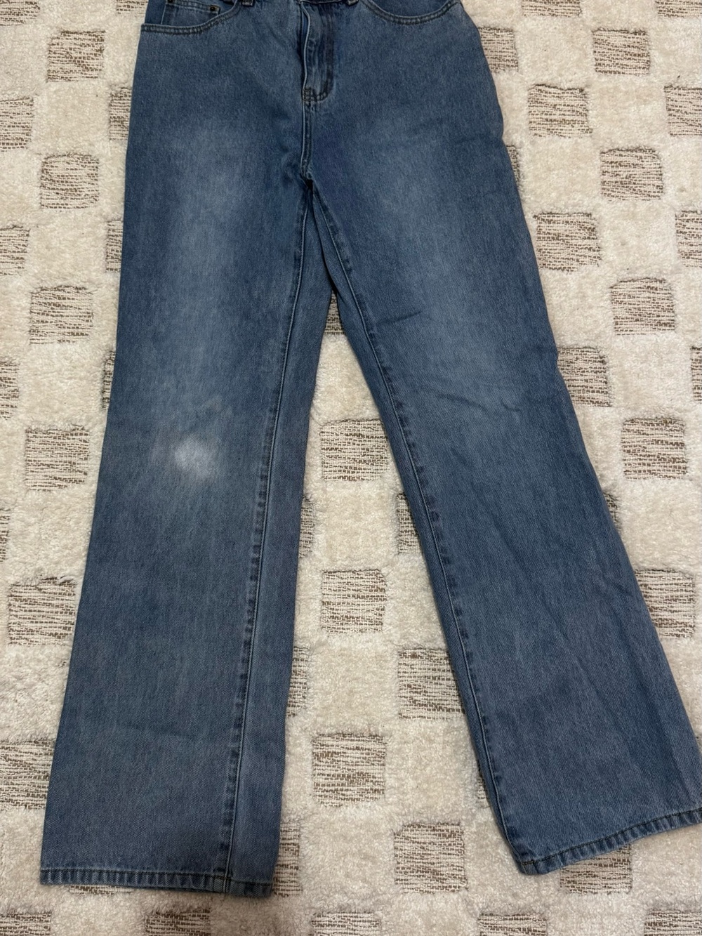 Missguided Wide Leg Jeans Light Wash High Rise Denim Size 30 33” Inseam